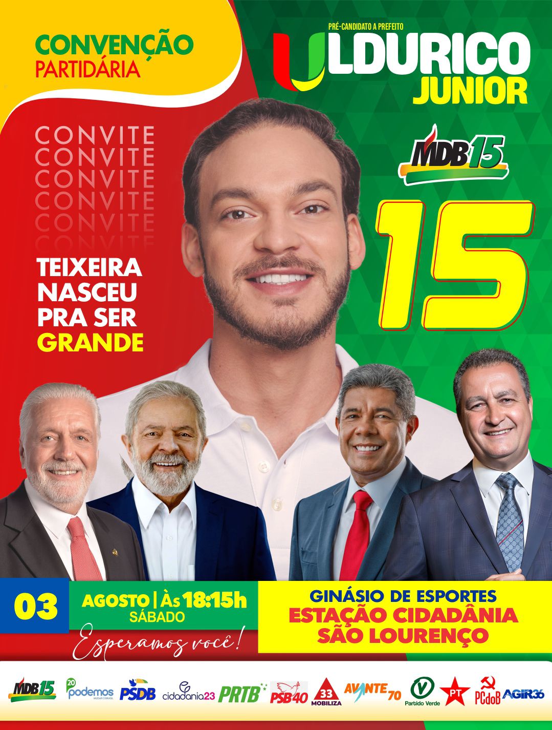 Firmando sua candidatura à prefeito de Teixeira, Uldurico Júnior realiza convenção partidária neste sábado